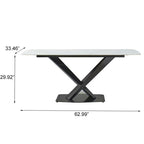 Artificial Stone Rectangular Dining Table Black Base - image 2