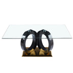 Rectangular Tempered Glass Dining Table with Black Support Base - Black Support - image 7