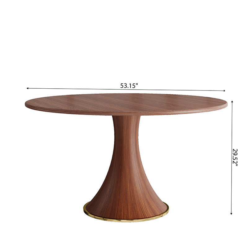 Mid-Century Rubber Wood Round Dining Table