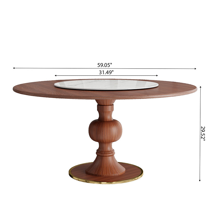 Kitchen Stone Lazy Susan Wood Top Round Dining Table