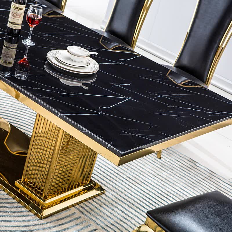 87" Rectangular Marble-Top Dining Table for Kitchen & Dining Room - image 6