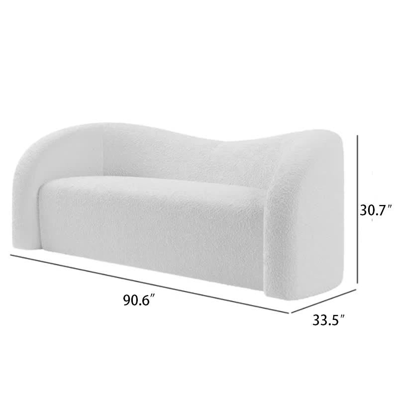 91" White Boucle Upholstered Curved Sofa