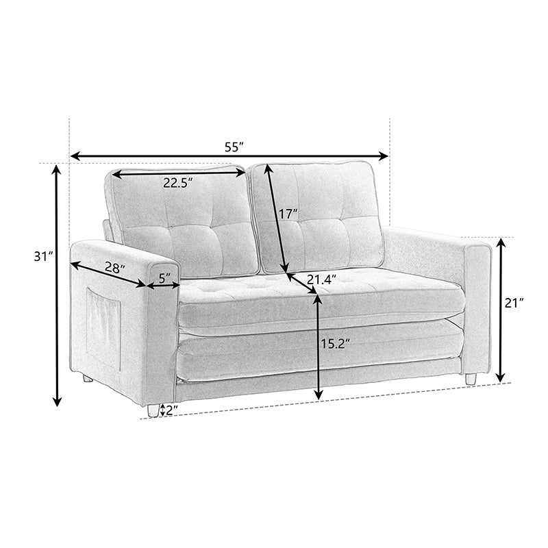 Pull-out Couch Bed Convertible Loveseat Sofa