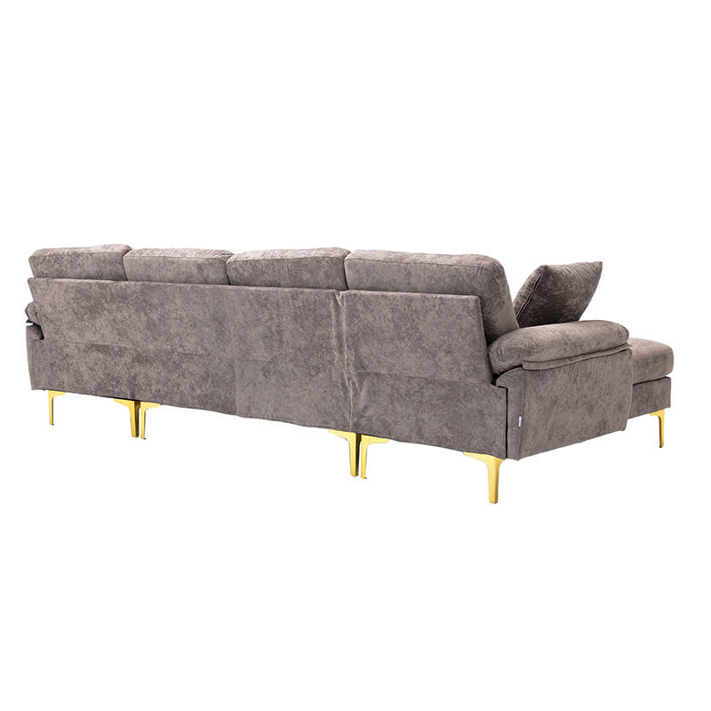 Upholstered Cectional Sofa Ottoman Brown