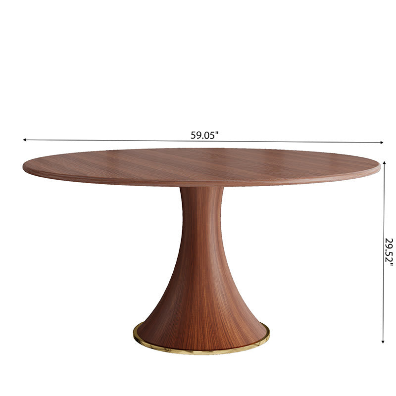 Mid-Century Rubber Wood Round Dining Table