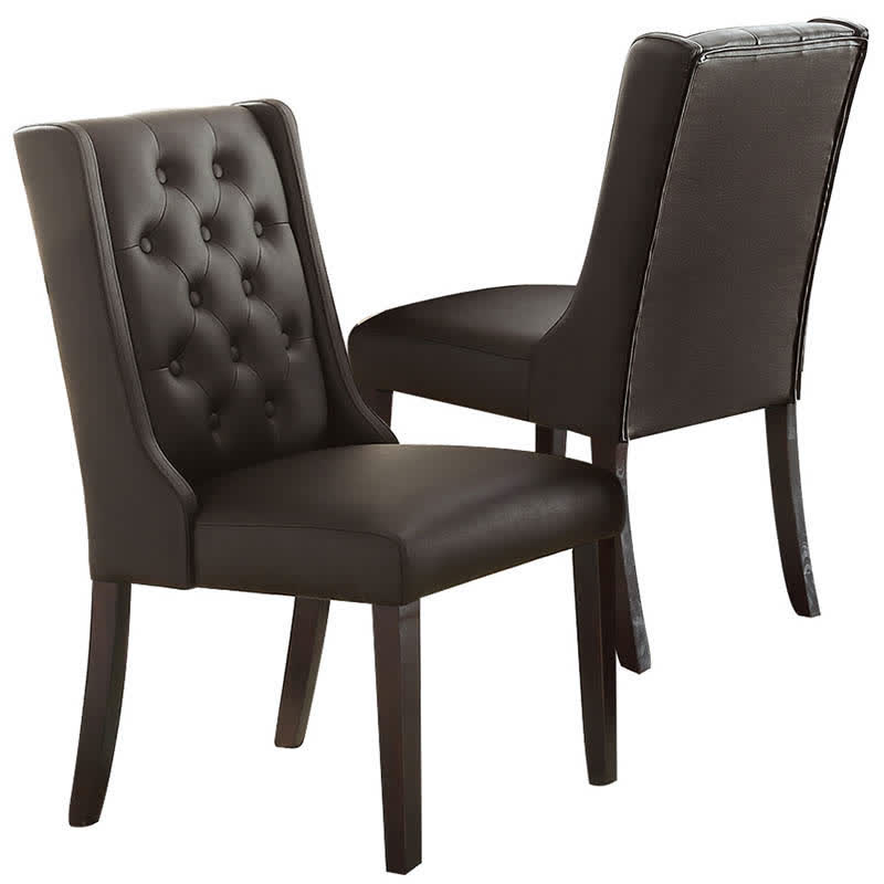 2x Modern Leather Tufted Chairs Dining Seats