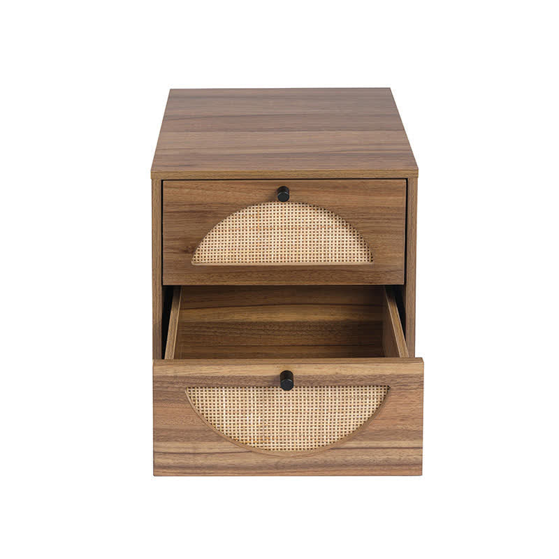 Rattan Drawer Nightstand Bedside End Table