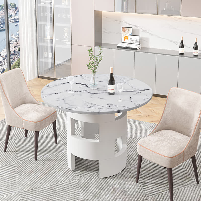 Round Dining Table Printed Marble DeskTop