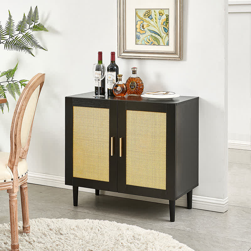 Storage Sideboard Rattan Door Buffet Cabinet