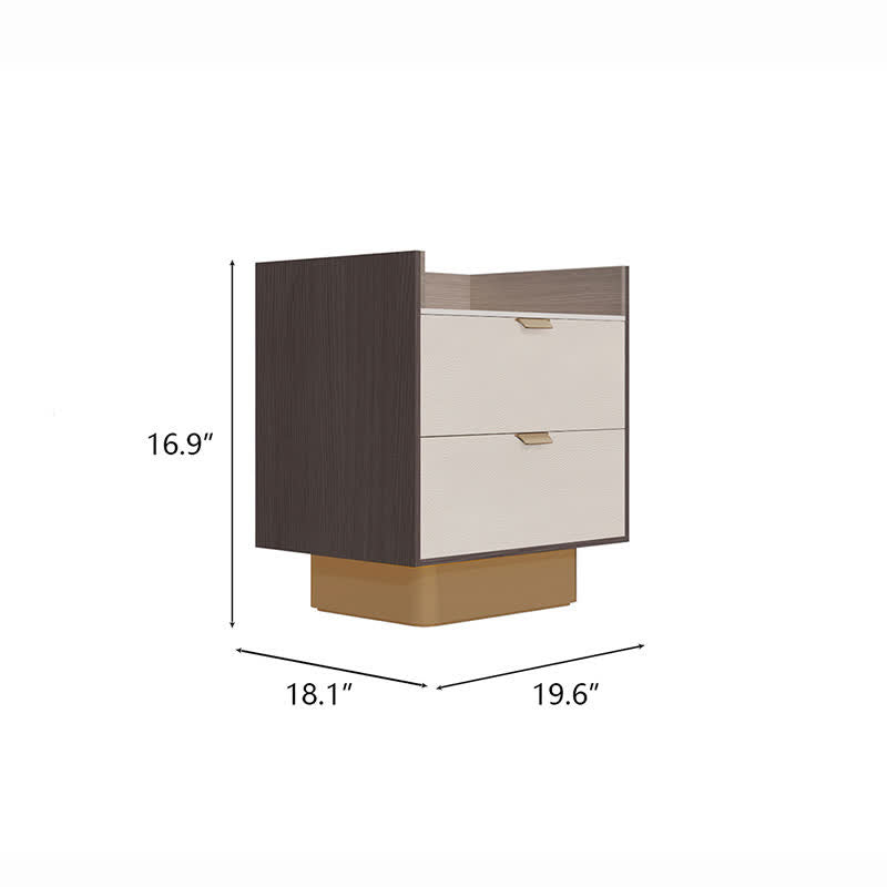 2-Drawer Metal Base Nightstand Cabinet