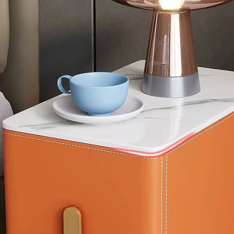 Saddle Leather Orange Gray Side Table Bathroom Bedroom