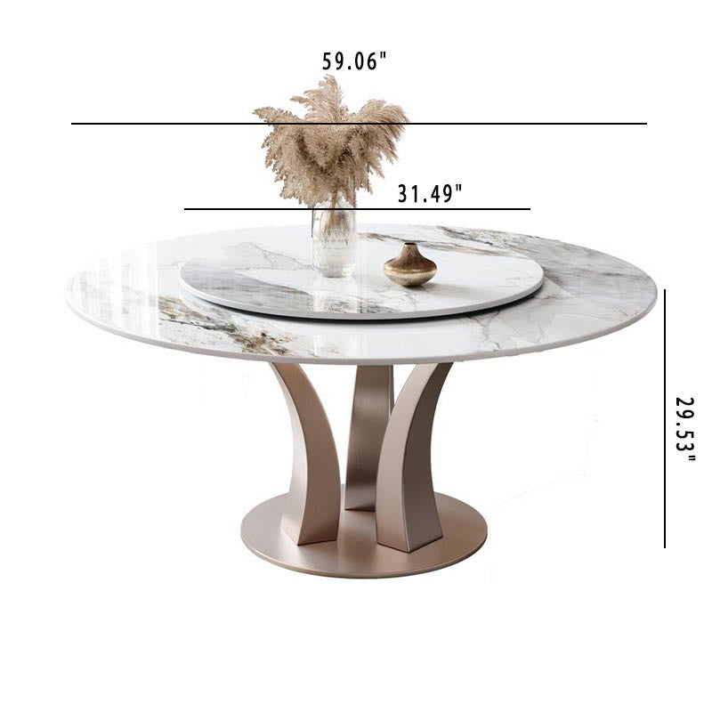 Modern Minimalist Pandora Slate Turntable Round Dining Table