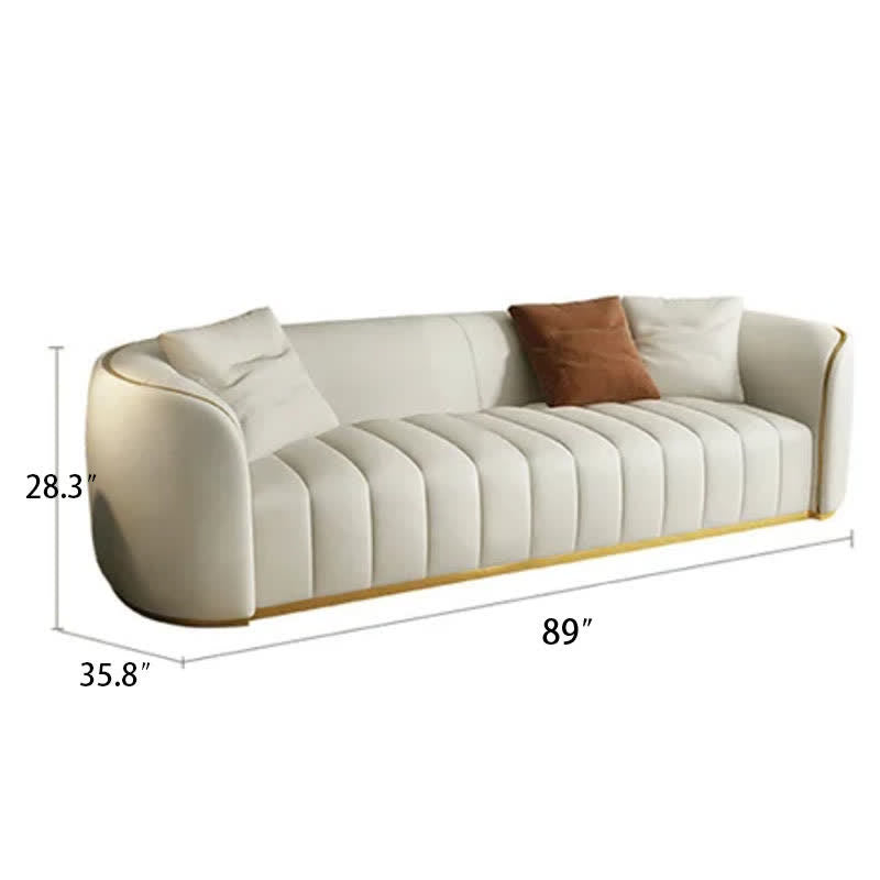 89" Leather Upholstered 3-Seater Sofa