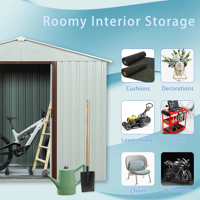 Outdoor Roomy Interior Storage Shed 6 x 5ft