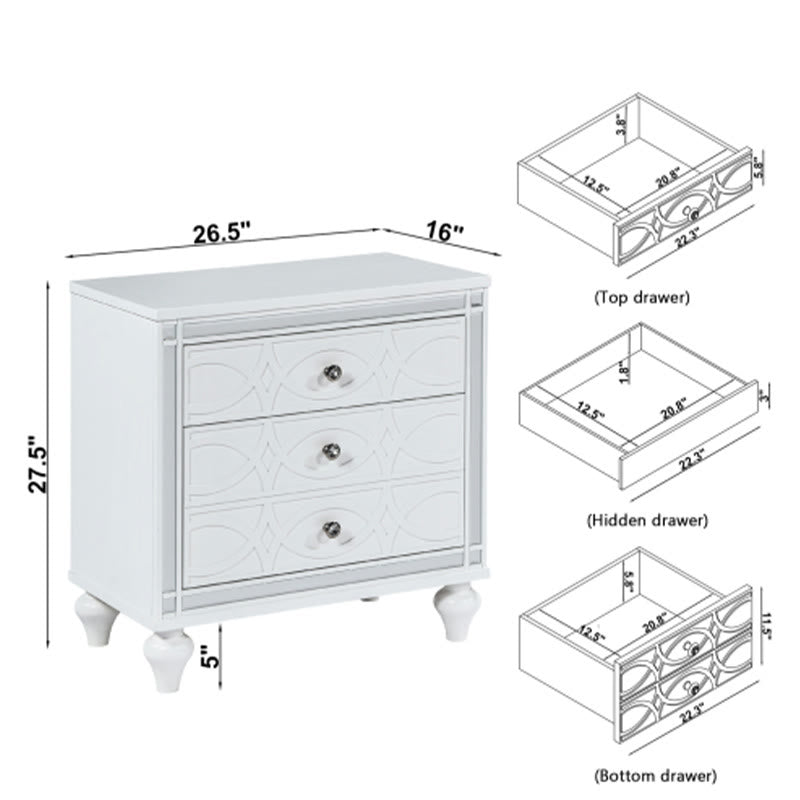 Modern Simple Three Drawers Nightstand