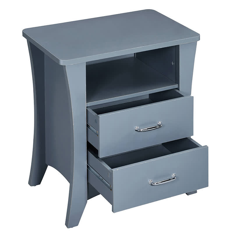 Bedside Nightstand with Open Shelving Drawers