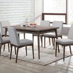 2x Gray Fabric Upholstered Wood Dining Chairs