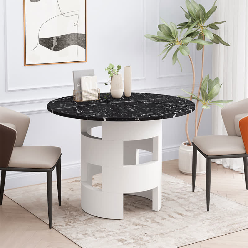 Round Dining Table Printed Marble DeskTop