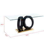Rectangular Tempered Glass Dining Table with Black Support Base - image 2