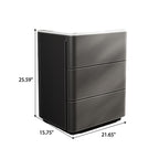 Leather Nightstand Side Table 3 Drawers - image 1