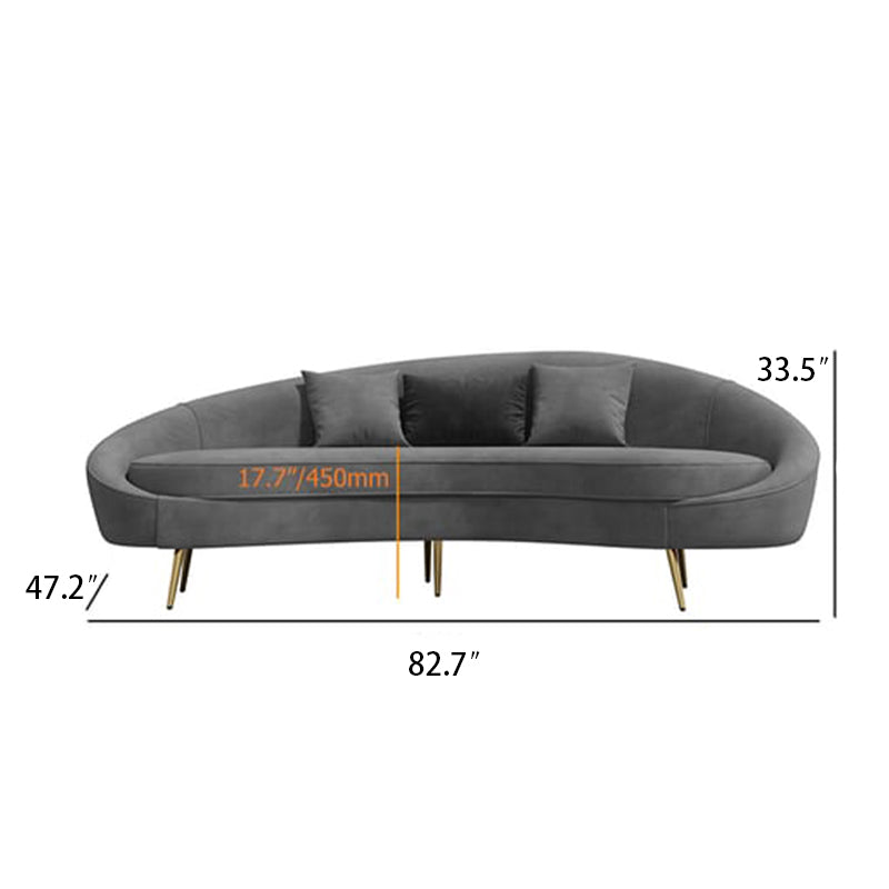 83" Velvet Curved Sofa Gold Legs