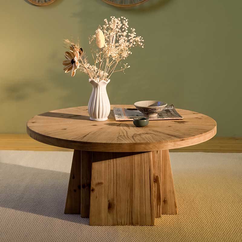 Mid-Century Classic Solid Wood Round Coffee Table