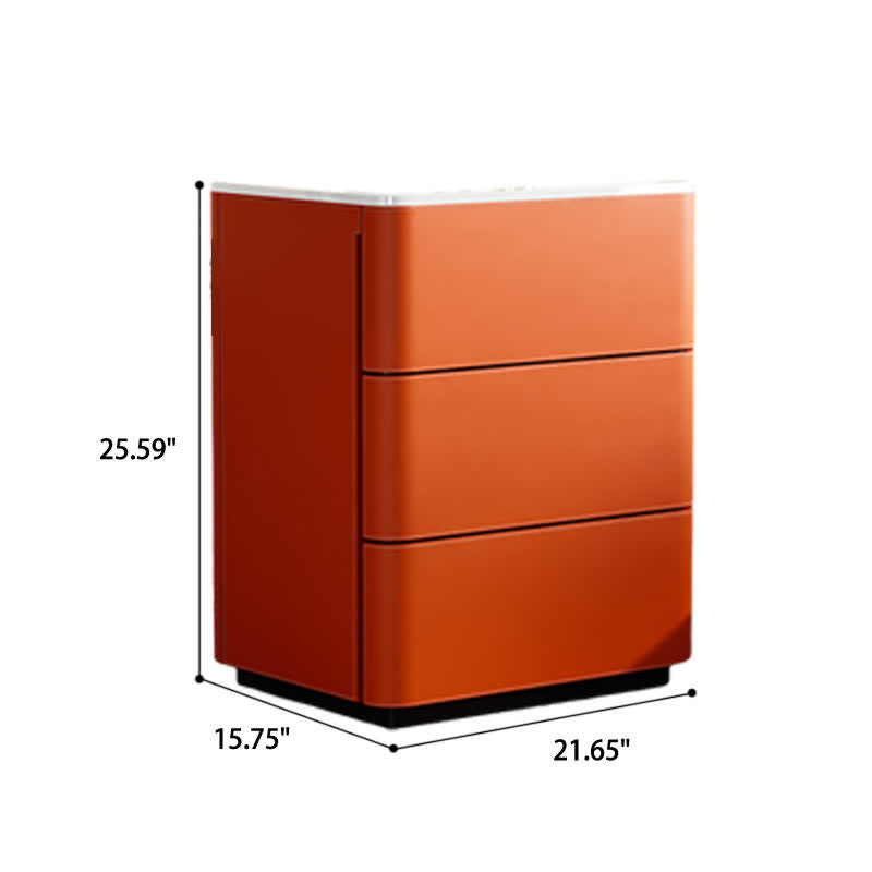 Saddle Leather Bedside Table 3 Drawers - image 2