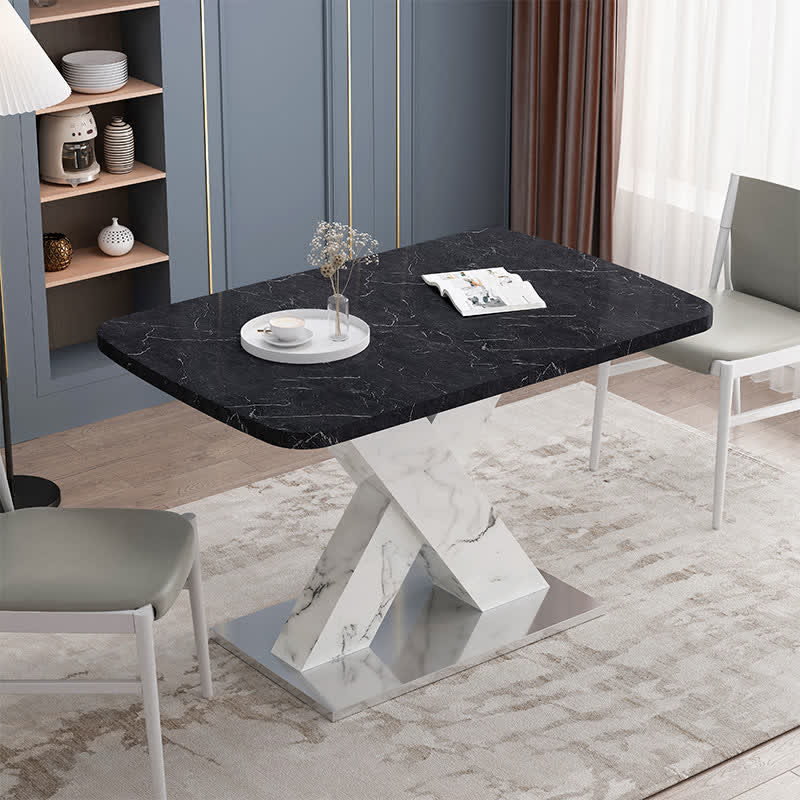 Rectangular Dining Table Stretchable Tabletop - White Leg - image 11