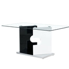 Kitchen Glass Rectangular Dining Table Artistic Base - image 1