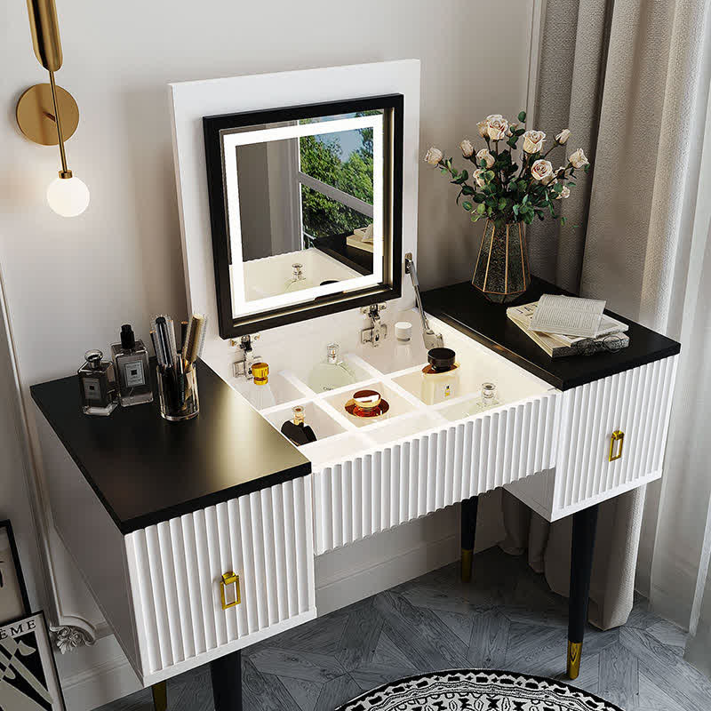 Vanity Table With LED Flip-top Mirror