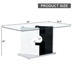 Kitchen Glass Rectangular Dining Table Artistic Base - image 2