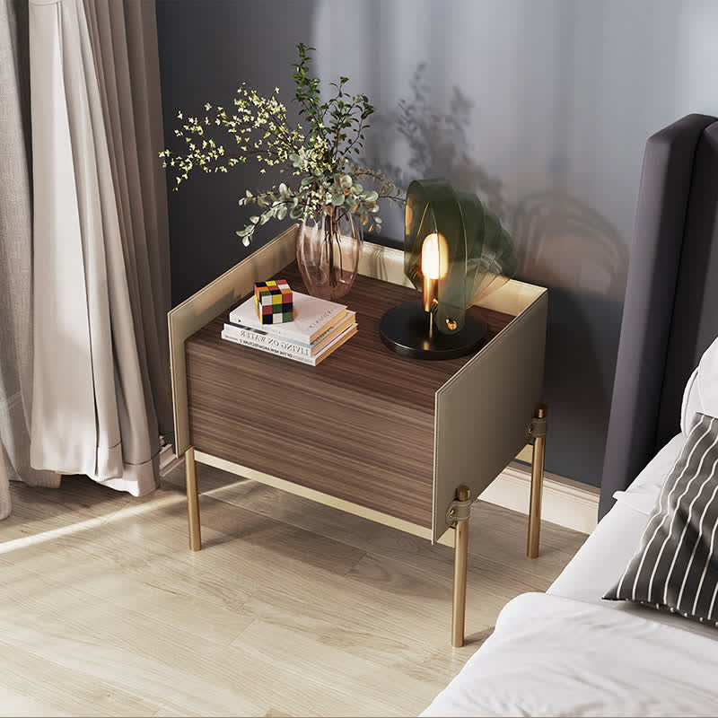 Bedside Table Nightstand With Metal Legs