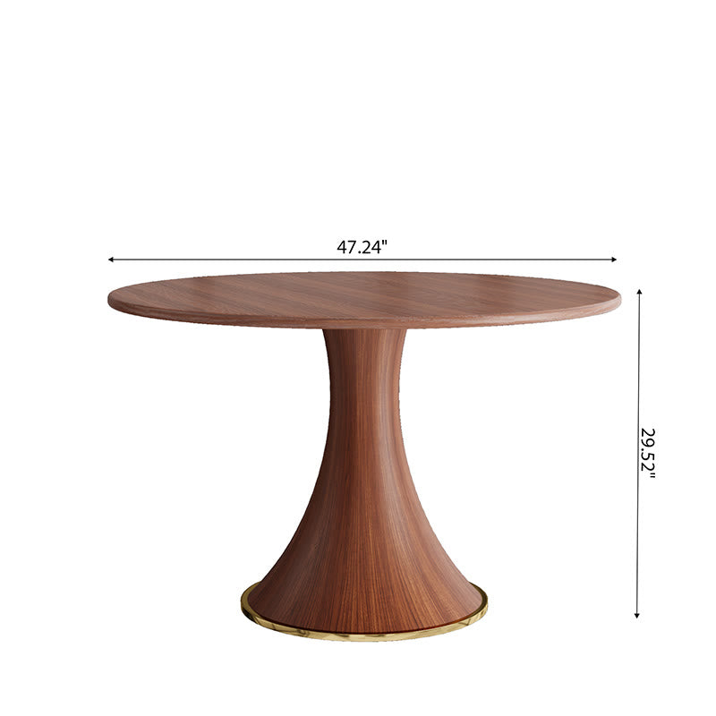 Mid-Century Rubber Wood Round Dining Table