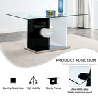 Kitchen Glass Rectangular Dining Table Artistic Base - image 7