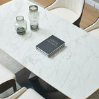 Artificial Stone Rectangular Dining Table Black Base - image 4