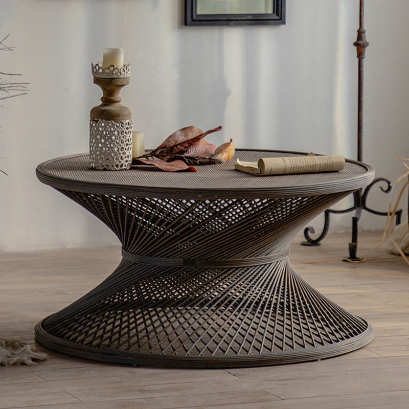 Rattan Round Wood Coffee Table