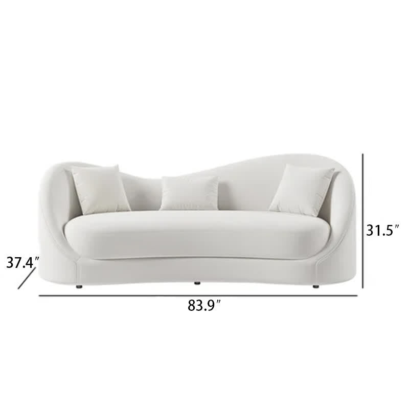 84" Off White Velvet Upholstered Sofa