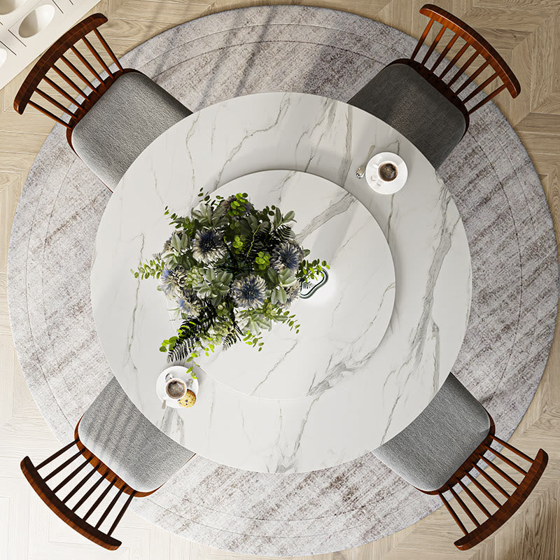 Round Dining Table With Lazy Susan Water Drop Base