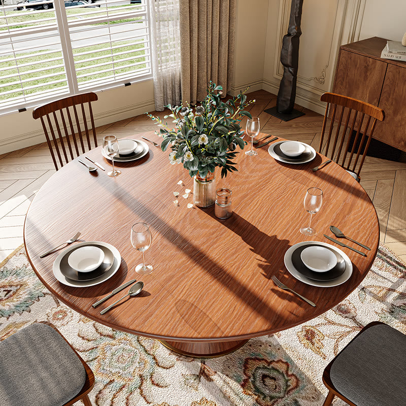 Mid-Century Rubber Wood Round Dining Table