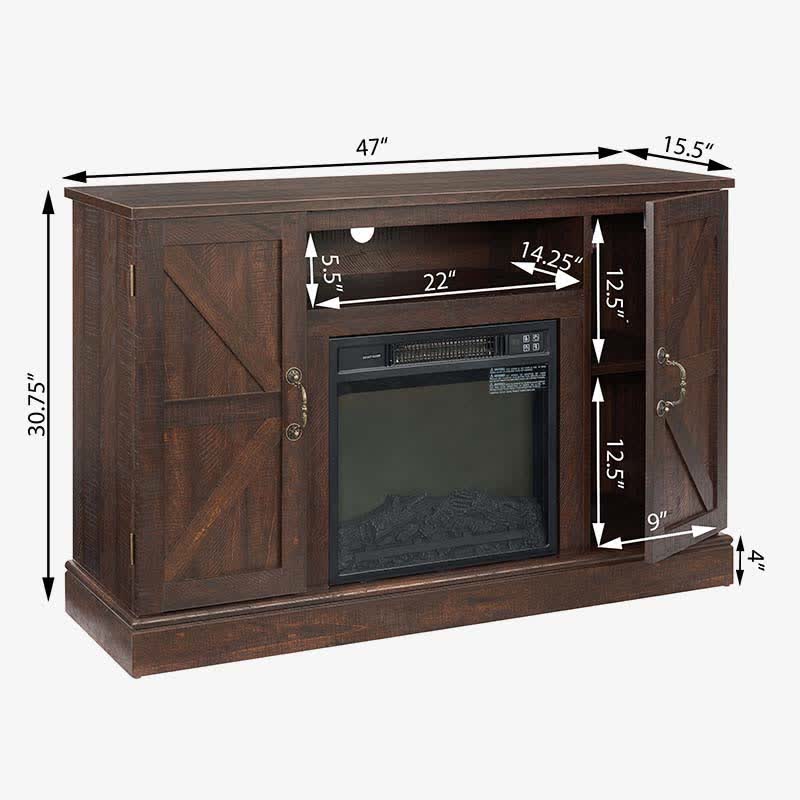 Farmhouse Electric Fireplace TV Stand Cabinet