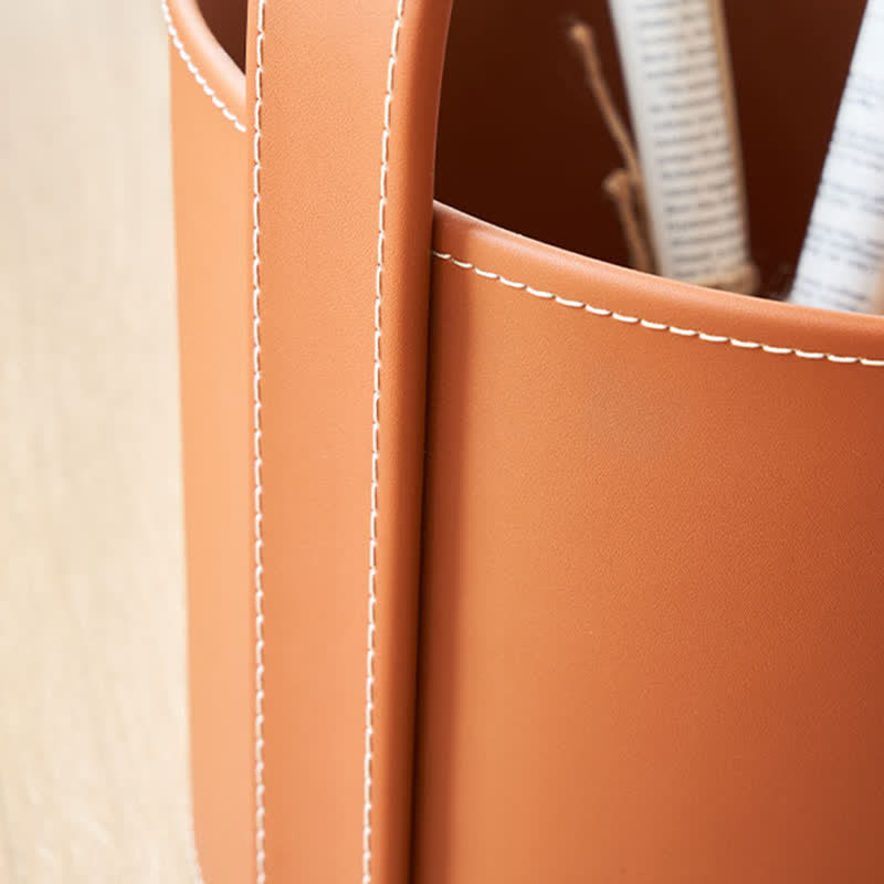 Saddle Leather Side Table Buffet Cabinet