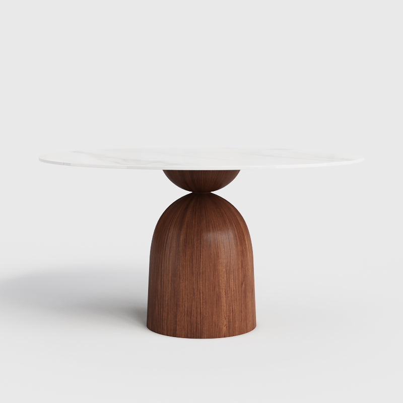 Wooden Base Turntable Dining Table Set