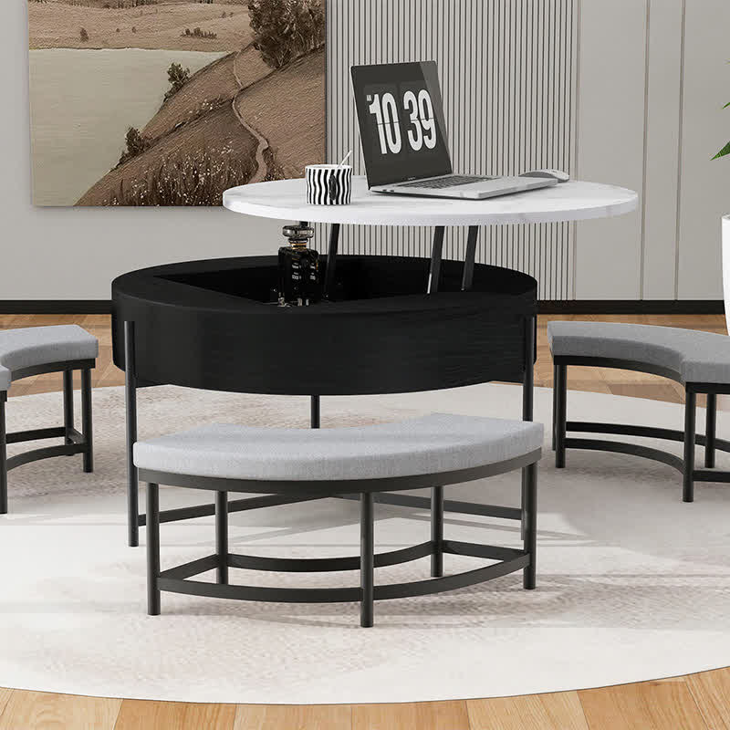 Lift-Top Coffee Tables & 3 Ottomans - image 7
