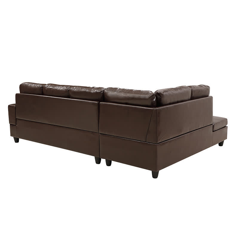 3pcs Sectional Sofa Brown Faux Leather