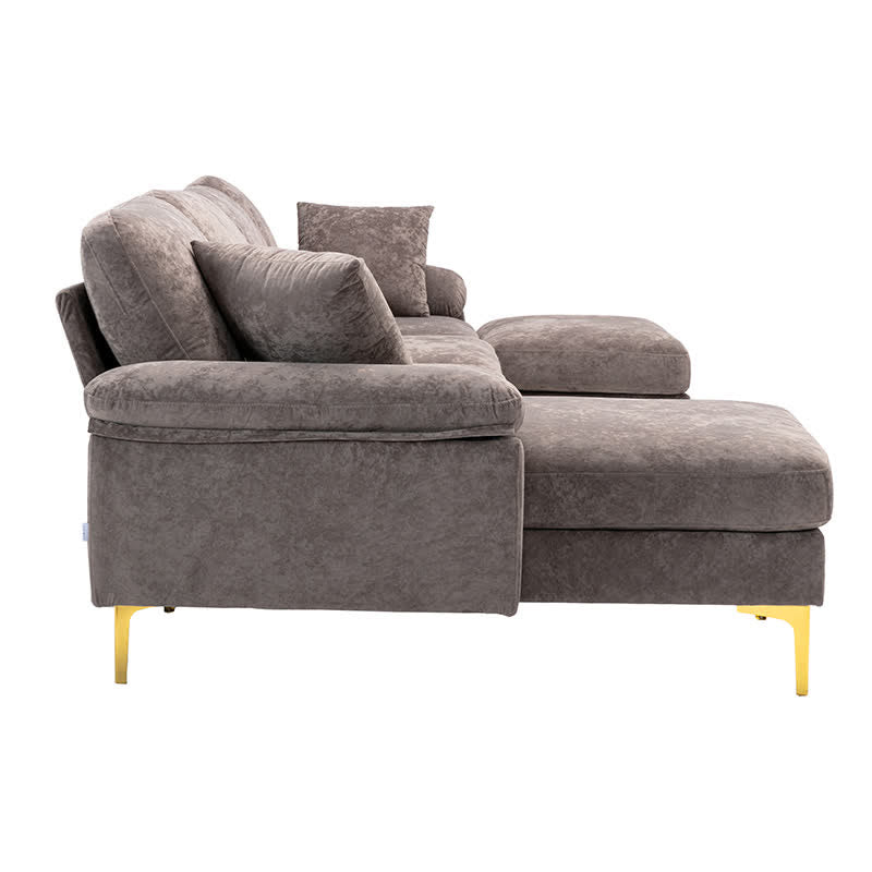 Upholstered Cectional Sofa Ottoman Brown