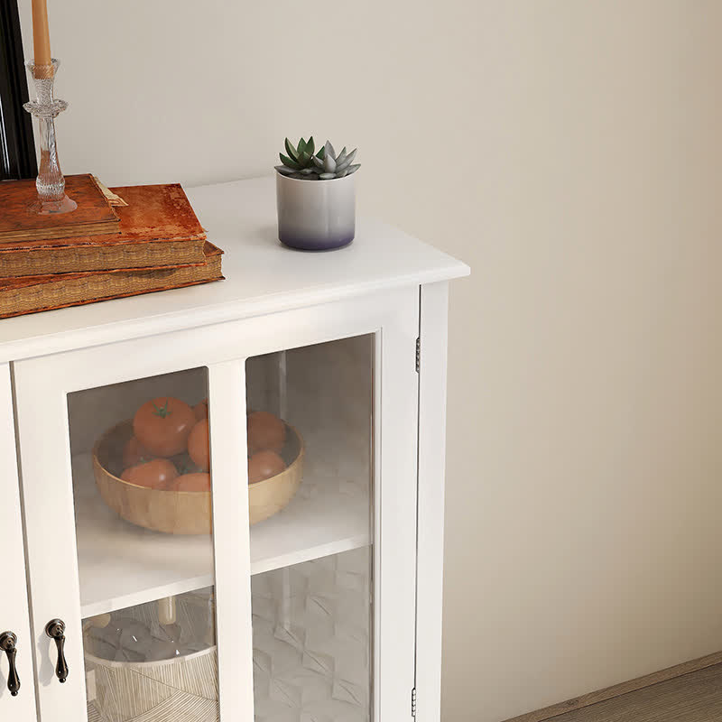 Buffet Storage Cabinet Glass Doors Sideboard