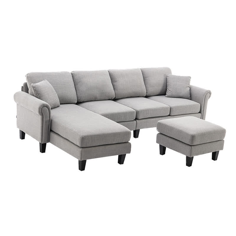 Living Room Linen Upholstered Sofa Chaise