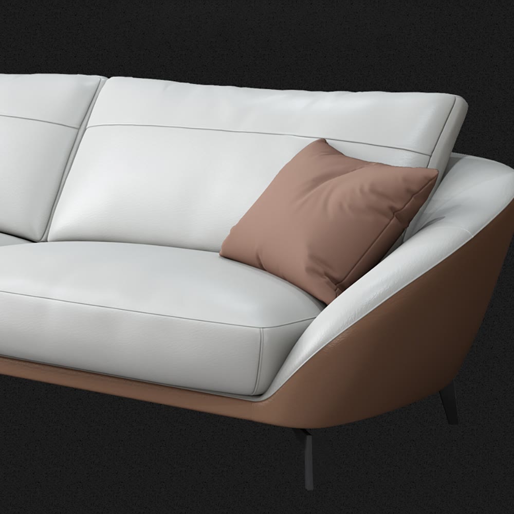 79" White Leather Modern Luxury Sofa