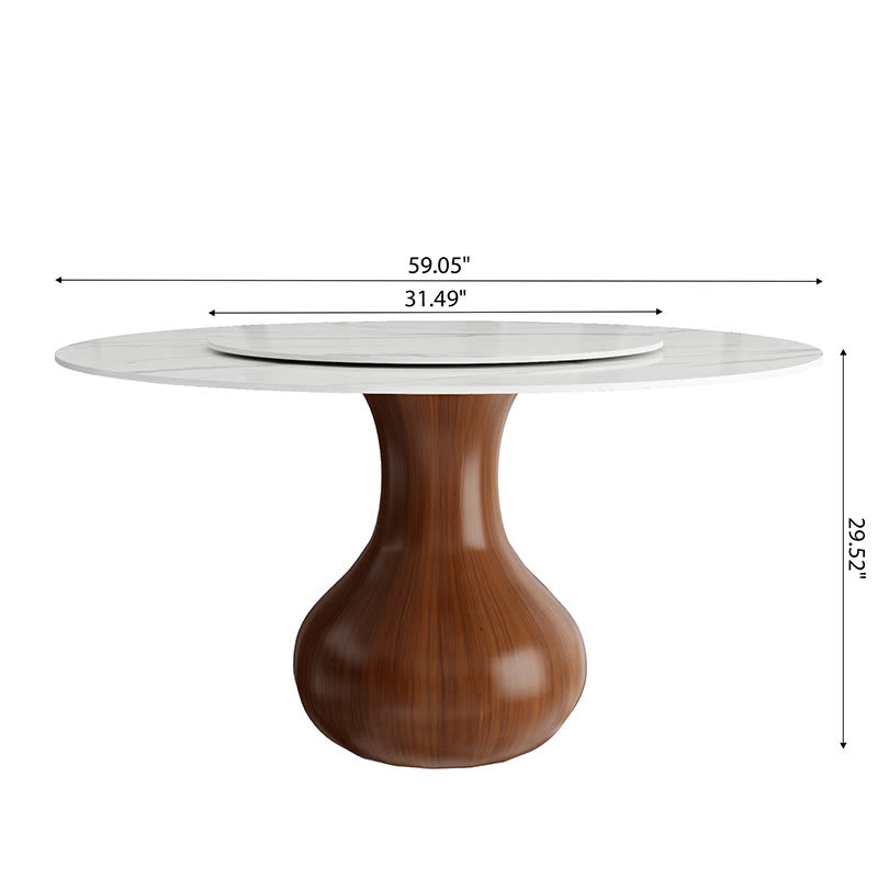 Round Dining Table With Lazy Susan Water Drop Base