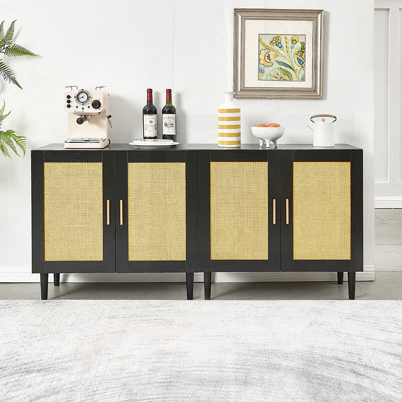 Storage Sideboard Rattan Door Buffet Cabinet